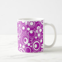 Fun Purple White Geometric Circle Pattern Coffee Mug