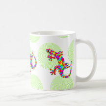 Fun Rainbow Salamander Mug with Green Circles