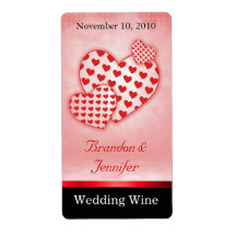 Fun Red Hearts Wedding Mini Wine Labels