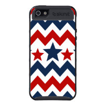 Fun Red White Blue Chevron Stars and Stripes Cover For iPhone 5
