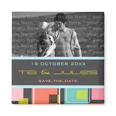 Fun Retro Cubes | 03 * | Save Date Date Magnet by color_therapy