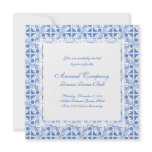 Fun Retro Fifties Blue and White Geometric Pattern Invite