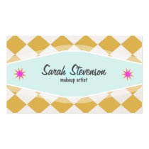 Fun Retro MakeupArtist Checkered Business Card business cards