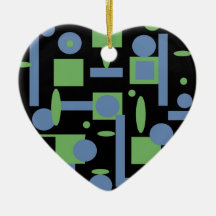 Fun Sage and Periwinkle Geometric Shapes Pattern Christmas Ornaments