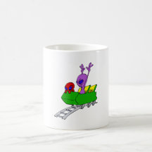 Fun & Scared Alien on Coaster Coffee Mugs