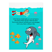 Fun Shark Beach Party Birthday Invitation