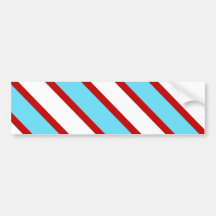 Fun Turquoise Blue Red and White Diagonal Stripes Bumper Stickers