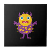 Fun Yellow Purple Monster Creature Gifts for Kids Tiles