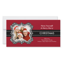 Fun Zebra Frame Christmas Photo Card.