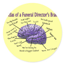 Funeral Director/Mortician Funny Brain Design Stickers