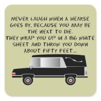 Funeral Director/Mortician Funny Hearse Design Square Sticker