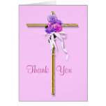 Funeral "Thank you" pink floral religious Greeting Cards