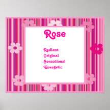 Funky 70s Flowers Teen Kids Name Wall Art Print