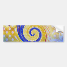 Funky Abstract Lollipop Swirl Pattern Roses Birds Bumper Stickers
