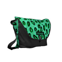 Funky Black And Green Leopard Messenger Purse Messenger Bags