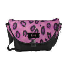 Funky Black And Pink Leopard Messenger Purse Messenger Bag