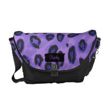 Funky Black And Purple Leopard Messenger Purse Commuter Bags
