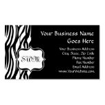 Funky Black/White Zebra Monogram Business Cards