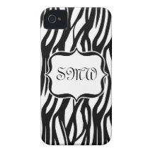 Funky Black/White Zebra Monogram Case-Mate iPhone 4 Case