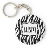 Funky Black/White Zebra Monogram keychains