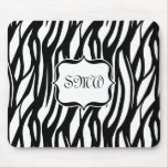 Funky Black/White Zebra Monogram Mouse Pad