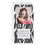 Funky Black/White Zebra Monogram photo cards
