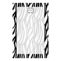 Funky Black/White Zebra Monogram Customized Stationery