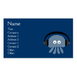 Funky Blue Jellyfish DJ With Headphones Custom Business Card Template