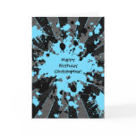 Funky blue paint splatter paintball Happy Birthday