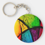 Funky Bright Abstract Art Painting Keychain
