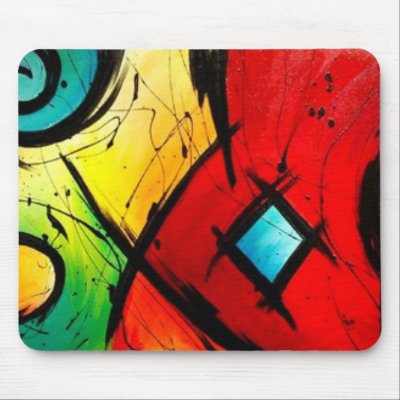 Funky Bright  Abstract Art Painting Mousepad by GroovyFinds