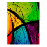 Funky Bright Abstract Art Painting Postcards