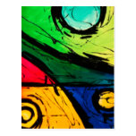 Funky Bright Colours Abstract Art Post Card