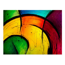 Funky Bright Colours Abstract Art Postcards