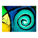 Funky Bright Swirls Abstract Art Painting Post Cards