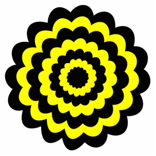 Funky bright yellow and black flower. photo sculpture