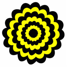 Funky bright yellow and black flower. photo sculpture