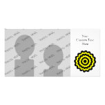 Funky bright yellow and black flower. picture card