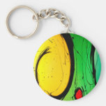 Funky Bright  Yellow & Green Abstract Art Keychain