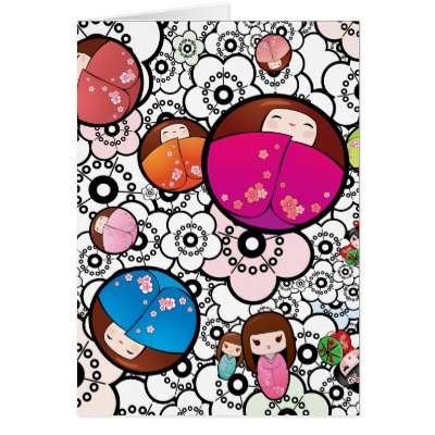 Funky Cards with Japanese Kokeshi Dolls by MaShusik