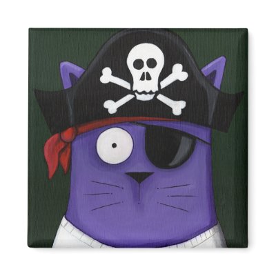 Funky Cats... Cap'n Cat Sparrow Magnet by LisaMarieArt