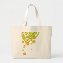 Funky circles on white canvas bag