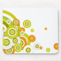 Funky circles on white mouse pad