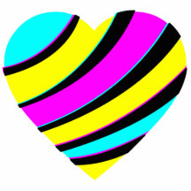 funky cmyk striped heart design photo cutout