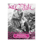 Funky Couple Save The Date Postcard - Bright Pink