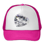 Funky Crystal Heart Cap Hats