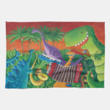 Funky Dinosaur Band Hand Towels