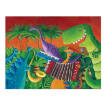 Funky Dinosaur Band Post Cards
