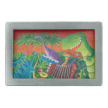 Funky Dinosaur Band Rectangular Belt Buckle