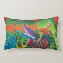 Funky Dinosaur Band Throw Pillows